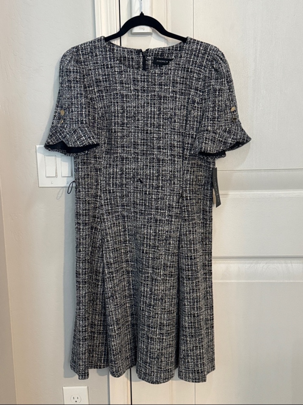 kohls andrew marc black and white fit and flare midi dress. size 14. NEW w/tags.